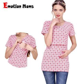 Летний топ Emotion Moms, футболка для беременных, короткий рукав, Одежда для беременных, топы для кормящих