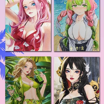 Летняя Освежающая прохлада Genshin Impact Honkai Star Rail Arkights Sword Art Онлайн Персонаж Из коллекции открыток для сексуальных Красивых девушек