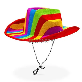 Материал EVA, радужная ковбойская шляпа для костюмированной вечеринки, Карнавальная вечеринка, Праздничный карнавал в западном стиле, маскарадный костюм для женщин и мужчин