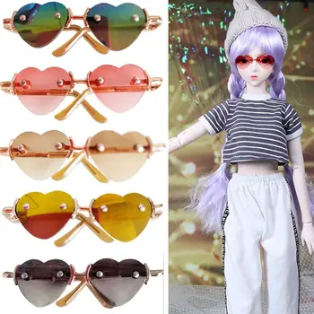 Модная мини-плюшевая кукла для 1/31/4 BJD, милая кукольная оправа в виде сердца, очки для кукол 10/15 см, очки для кукол, одежда