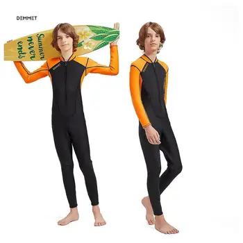 Молодежный гидрокостюм из неопрена 3 ММ CRSC для серфинга, термальный купальник, подводный желто-красный купальник, костюм для подводного плавания с маской и трубкой 9-16 лет