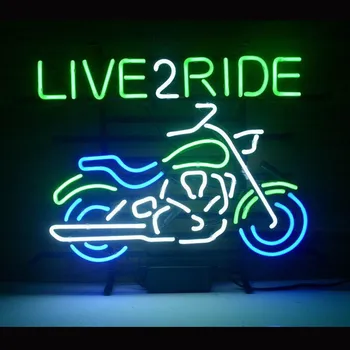 Мотоцикл Live 2 Ride Неоновая Вывеска Бара На Заказ Ручной Работы Настоящая Стеклянная Трубка Мотоцикл Декор Комнаты Дисплей Неоновая Лампа Подарок 19 