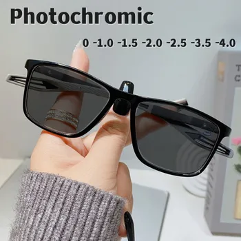 Мужские Женские Фотохромные очки для близорукости Vintage TR90 Ultralight Sports Eyeglasses Очки для близорукости, меняющие цвет, УФ-оттенки