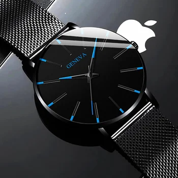Мужские модные минималистичные ультратонкие часы для мужчин, простой деловой сетчатый ремень из нержавеющей стали, кварцевые часы Relogio Masculino