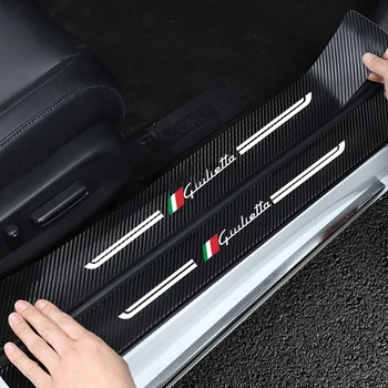 Накладка На Порог Автомобиля Из Углеродного Волокна, Защитные Наклейки для Порога Alfa Romeo Giulietta С Логотипом, Защита Педалей Входа в Багажник