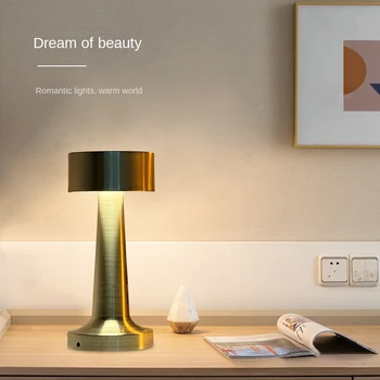Настольная лампа в стиле ретро с металлической гантелью, креативный ночник у кровати в помещении, рассеянный свет для зарядки рабочего стола в баре.