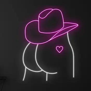 Неоновая Вывеска Cowboy Hat Woman Butt, Светодиодная Вывеска Cowboy Girl Butt, Светодиодная Подсветка Cowgirl Butt, Неоновые Огни Western Lady Butt