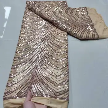 новейшая Африканская кружевная ткань с золотыми 3D блестками 2023 года, высококачественная Нигерийская вышивка для женщин, французская кружевная ткань YYZ525