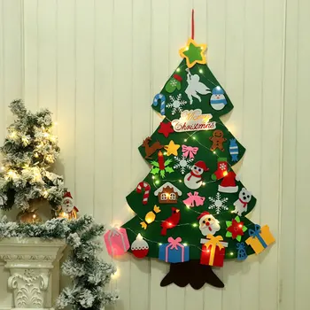 Новое крупногабаритное рождественское украшение 2024 года, детский пазл ручной работы, поделки из фетровой ткани, Рождественская елка, светодиодная подвеска, подарочное украшение