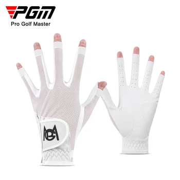 Новые женские противоскользящие спортивные перчатки, 1 пара аутентичных перчаток для гольфа PGM, перчатки из искусственной сетки с открытыми пальцами, спортивные перчатки для тенниса, бадминтона