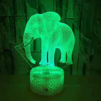 Ночной светильник в виде слона для детей 3D Иллюзионный ночник 7 цветов Декор для раздевалки на День рождения Рождественские подарки для мальчиков и девочек