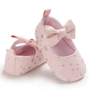 Обувь для маленьких девочек; обувь для новорожденных в кроватку на мягкой подошве с принтом звезды для новорожденных