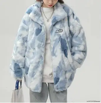 осень и зима 2023, женская куртка из овечьего кашемира европейского и американского модного бренда, повседневная, свободная, из высококачественного плюша