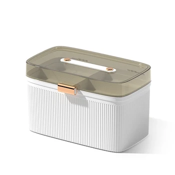 Переносное хранилище для первой помощи Прозрачный 2-уровневый Пластиковый ящик для хранения лекарств Большой емкости для экстренных случаев