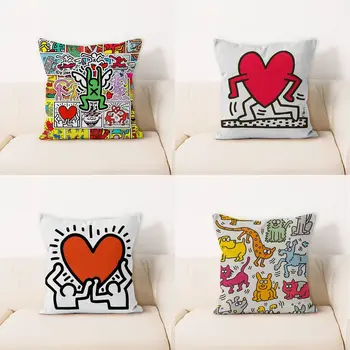 Популярная креативная Квадратная подушка с граффити Кита Харинга, подушка для дивана в гостиной, офисного автомобиля, Мягкая художественная подушка для украшения дома
