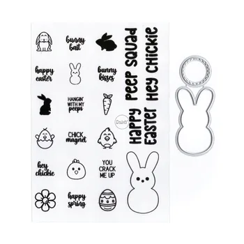 Прозрачные штампы с буквами DzIxY Rabbit и металлические штампы для изготовления карточек, печатей, карманов для хранения, трафаретов для тиснения бумаги.