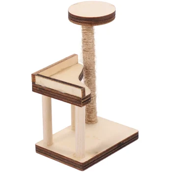 Реквизит для макета аксессуаров для мини-домика Миниатюрная кошка Дерево Деревянная модель декора Маленькая деревянная