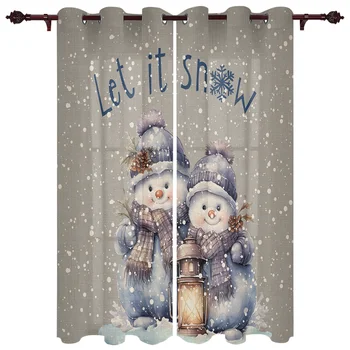 Рождественский Снеговик, Занавески в виде снежинок для гостиной, роскошные занавески для спальни, шторы для декора кофейной кухни