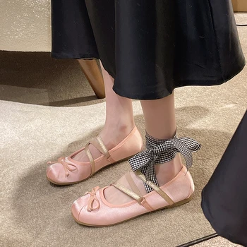 Роскошные балетки, женские классические эластичные балетки с круглым носком и галстуком-бабочкой, женские модные простые мягкие лоферы, обувь для женщин