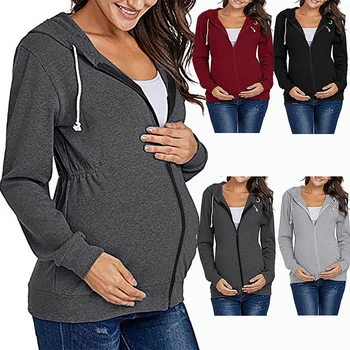 Рубашка для беременных, Топ, Женская одежда для кормления, Женские толстовки с длинными рукавами и капюшоном для грудного вскармливания, Осенняя одежда для беременных