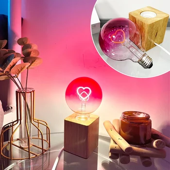 Светодиодная лампа в форме сердца, винтажные декоративные лампы накаливания с цоколем, маленький ночник, украшение для гостиной, спальни, настольной лампы