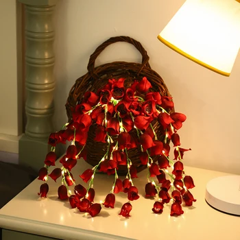 Светодиодные гирлянды с колокольчиками и орхидеями, имитирующие декор в виде венков на батарейках, гирлянды для фестиваля, домашнего сада, рождественского свадебного декора