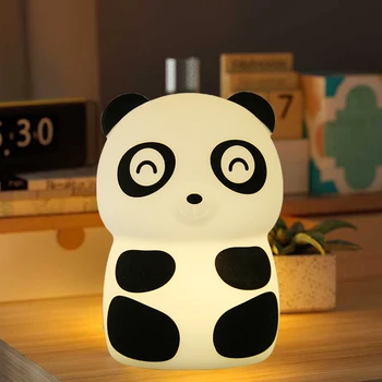 Светодиодный ночник Panda USB Перезаряжаемый Силиконовый ночник Красочный ночной светильник Pat для украшения спальни Свет Ночной компаньон
