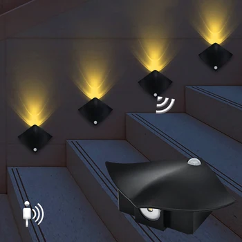 Светодиодный ночник с датчиком движения PIR, перезаряжаемый через USB / AAA Индукционный кухонный шкаф, шкаф для спальни, ночник для коридора