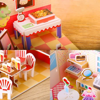 Сделай сам Бумажный кукольный Домик с мебелью, Магазин миниатюрных игрушек Для детей, Девочка, Мальчик Для игрушек, Подарки на День рождения
