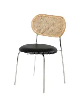 Скандинавский Современный Металлический стул из ротанга с мягкой спинкой, Дизайнерский Обеденный стул, Кресло для отдыха в модельной комнате