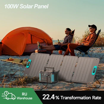 Складная солнечная панель ROMOSS мощностью 100 Вт, коэффициент преобразования 10,2 В ≥ 22,4%, водонепроницаемая портативная фотоэлектрическая панель IP67 для питания уличного телефона