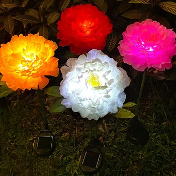 Солнечные Декоративные цветочные фонари IP65 Водонепроницаемые 600 мАч Пион Наружные садовые фонари Праздничное освещение Домашний декор для дорожки патио