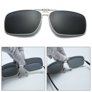 Солнцезащитные очки-клипсы без оправы, мужские солнцезащитные очки для вождения, поляризованное зеркало UV400, синие линзы, необычный дизайн, очки для рыбалки, очки для водителя