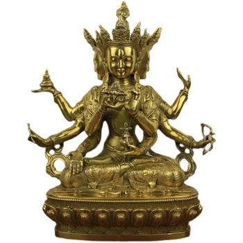 Украшения из чистой меди статуя Будды Дзогчен статуя матери Будды долгая жизнь три бронзовые статуи Тибетский тантрический буддизм Непал
