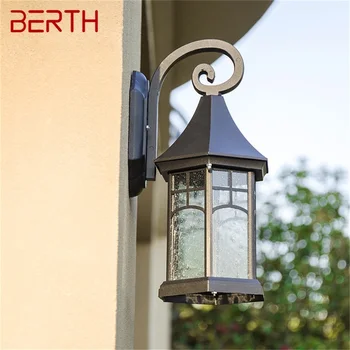 Уличные ретро настенные бра BERTH Light LED Водонепроницаемая черная лампа IP65 для украшения крыльца дома
