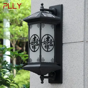 Уличный солнечный настенный светильник PLLY Креативный Черный светильник-бра в китайском стиле Светодиодный Водонепроницаемый IP65 для дома, балкона, двора