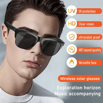 Умные очки Bluetooth Наушники Беспроводные наушники Солнцезащитные очки Спортивная гарнитура на открытом воздухе, вызывающая музыку, Анти-Синие очки F07