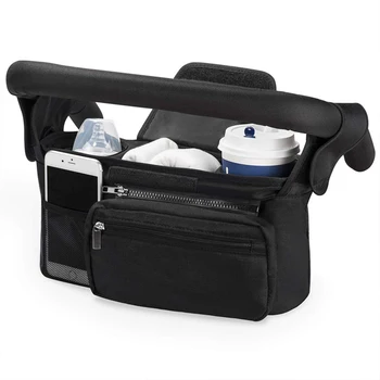 Универсальный органайзер для детских колясок с изолированным подстаканником, съемной сумкой для телефона и плечевым ремнем, подходит для детских колясок
