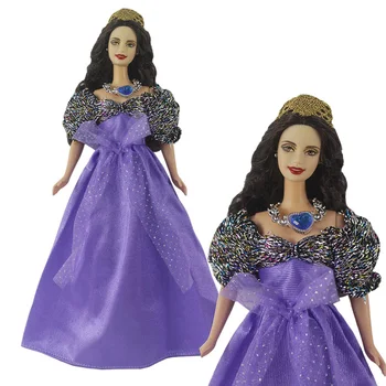 Фиолетовое модное платье с бантом, кукольная одежда для куклы Барби, вечерние платья принцессы, наряды для кукол 1/6, аксессуары для кукол, детские игрушки