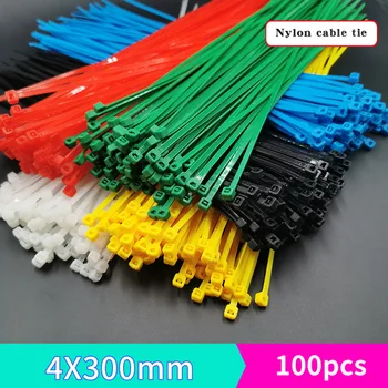 цветные нейлоновые кабельные стяжки 3x200 мм, самоблокирующиеся кабельные стяжки, пластиковая обвязочная лента, упаковочная лента, поставка производителя 100ШТ.