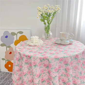 Цветочная скатерть в корейском стиле Ins, Аксессуары для декора стола в спальне, Скатерти для обеденного стола, фон для пикника