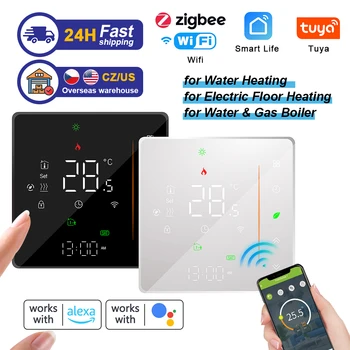 Цифровой электрический / Водяной напольный термостат Tuya ZigBee / Wifi, совместимый с Alexa Google Home assistan