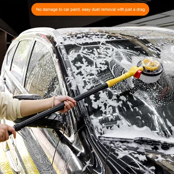 Щетка для мытья автомобиля, Чистящие средства, швабра с длинной ручкой, автоматическая вращающаяся пенящаяся швабра для мытья автомобиля из синели и микрофибры, Уход за чисткой