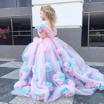 Элегантное платье с цветочным узором для девочек, платье принцессы для свадебной вечеринки, повседневная детская одежда, кружевное платье с длинными рукавами, детские платья для детей от 2 до 14 лет